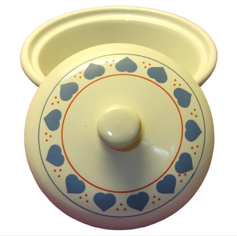 Vtg 87 Lillian Vernon Lidded Ceramic Heart Bowl Relishes Olives Sauces Dressings